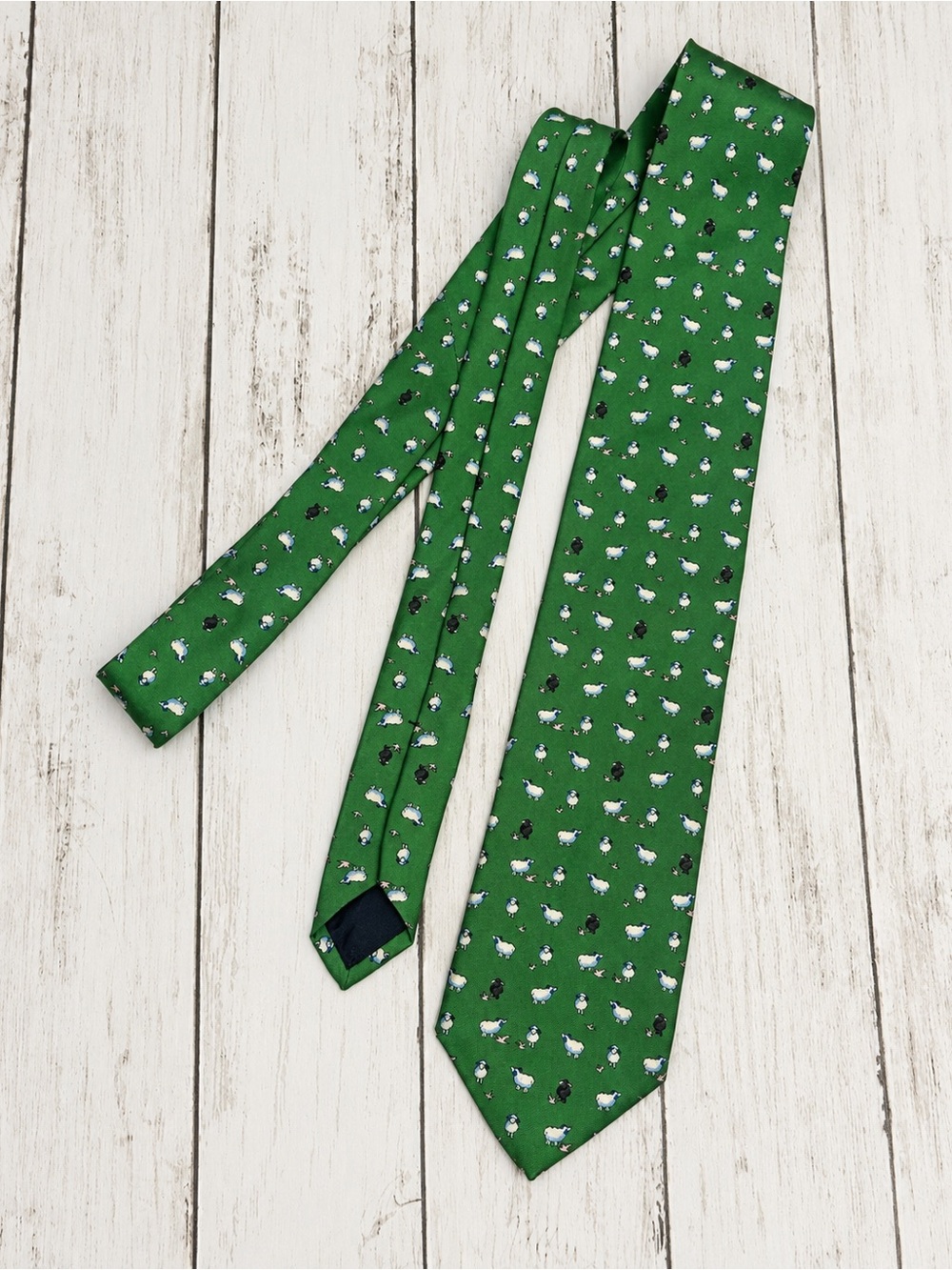 Brooks Brothers “346” Green Sheep Print Pure Silk Tie Novelty Necktie
